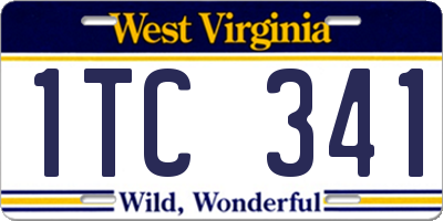 WV license plate 1TC341