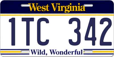 WV license plate 1TC342