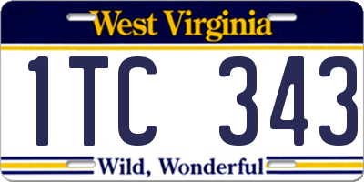 WV license plate 1TC343
