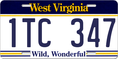 WV license plate 1TC347