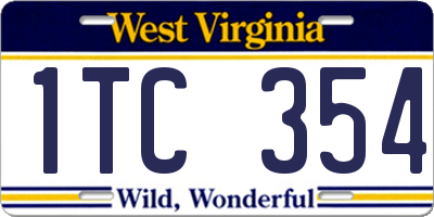WV license plate 1TC354