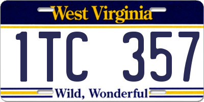 WV license plate 1TC357