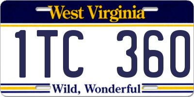 WV license plate 1TC360