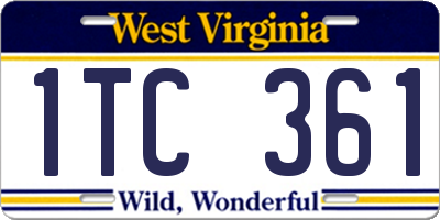 WV license plate 1TC361