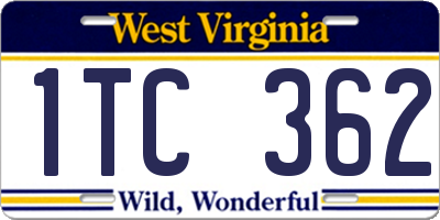 WV license plate 1TC362