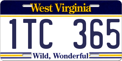 WV license plate 1TC365