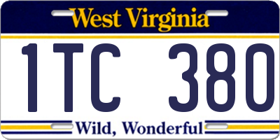 WV license plate 1TC380