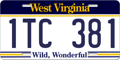 WV license plate 1TC381