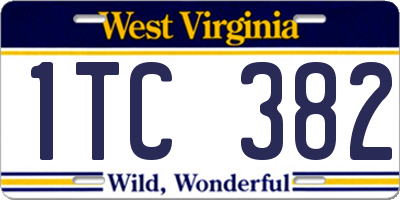 WV license plate 1TC382