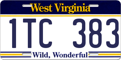WV license plate 1TC383