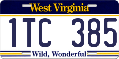 WV license plate 1TC385
