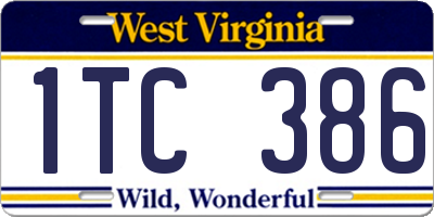 WV license plate 1TC386
