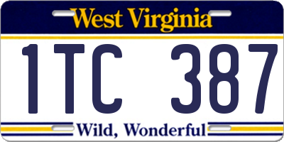 WV license plate 1TC387