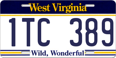 WV license plate 1TC389