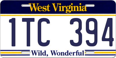 WV license plate 1TC394