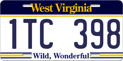 WV license plate 1TC398