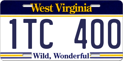 WV license plate 1TC400