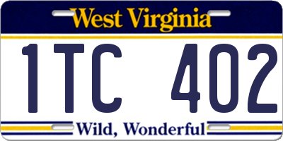 WV license plate 1TC402