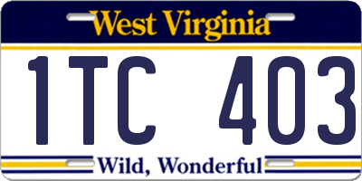 WV license plate 1TC403