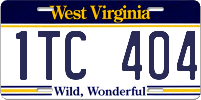 WV license plate 1TC404