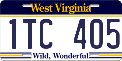 WV license plate 1TC405
