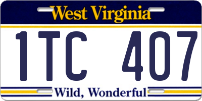 WV license plate 1TC407