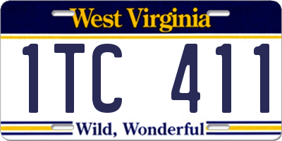 WV license plate 1TC411