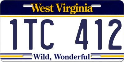 WV license plate 1TC412