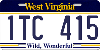 WV license plate 1TC415