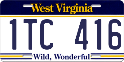 WV license plate 1TC416