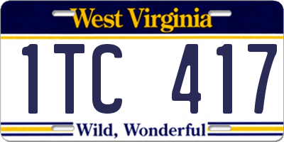 WV license plate 1TC417