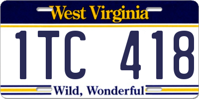 WV license plate 1TC418