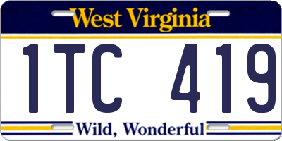 WV license plate 1TC419