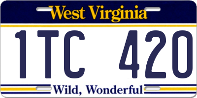 WV license plate 1TC420