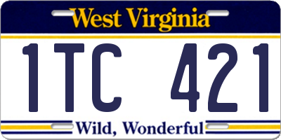 WV license plate 1TC421