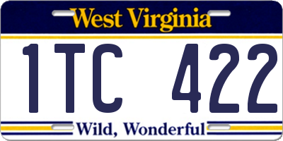 WV license plate 1TC422