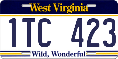 WV license plate 1TC423