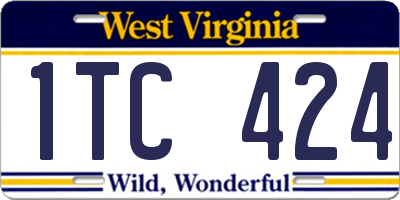 WV license plate 1TC424