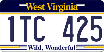 WV license plate 1TC425
