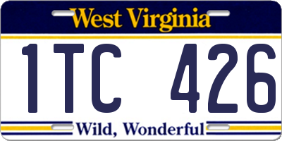 WV license plate 1TC426