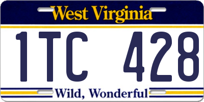 WV license plate 1TC428