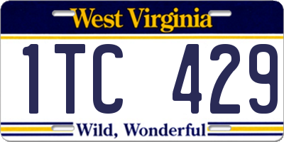 WV license plate 1TC429