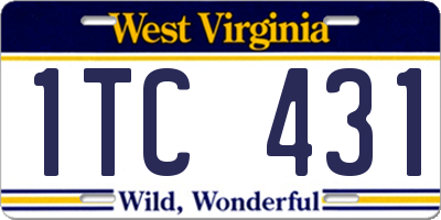 WV license plate 1TC431