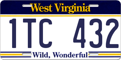 WV license plate 1TC432