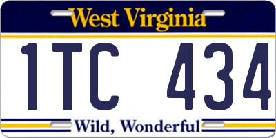 WV license plate 1TC434