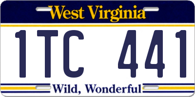 WV license plate 1TC441