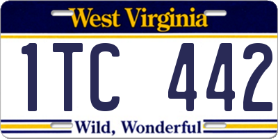 WV license plate 1TC442