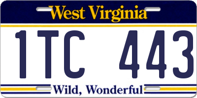 WV license plate 1TC443