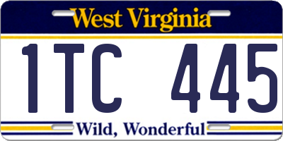 WV license plate 1TC445