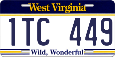 WV license plate 1TC449